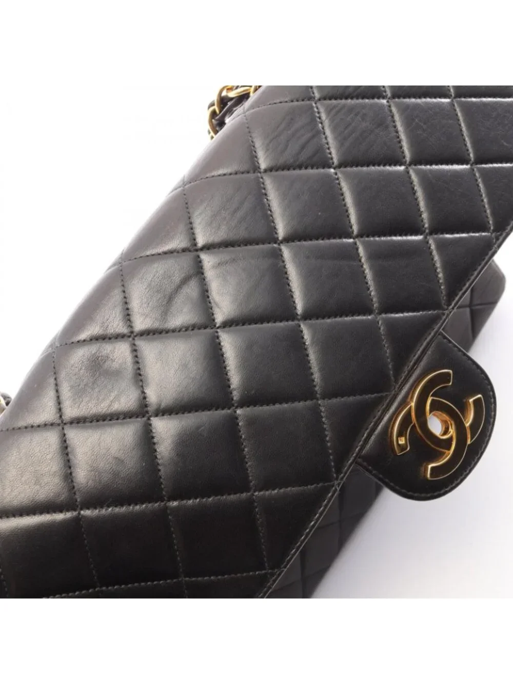 Chanel Shoulder Bag Maxi Quilted 30 Single Flap Black Lambskin Chain